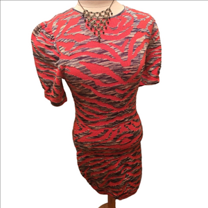 NWT Free People Red Zebra Print Bodycon Dress M Textured Knit Y2K Club